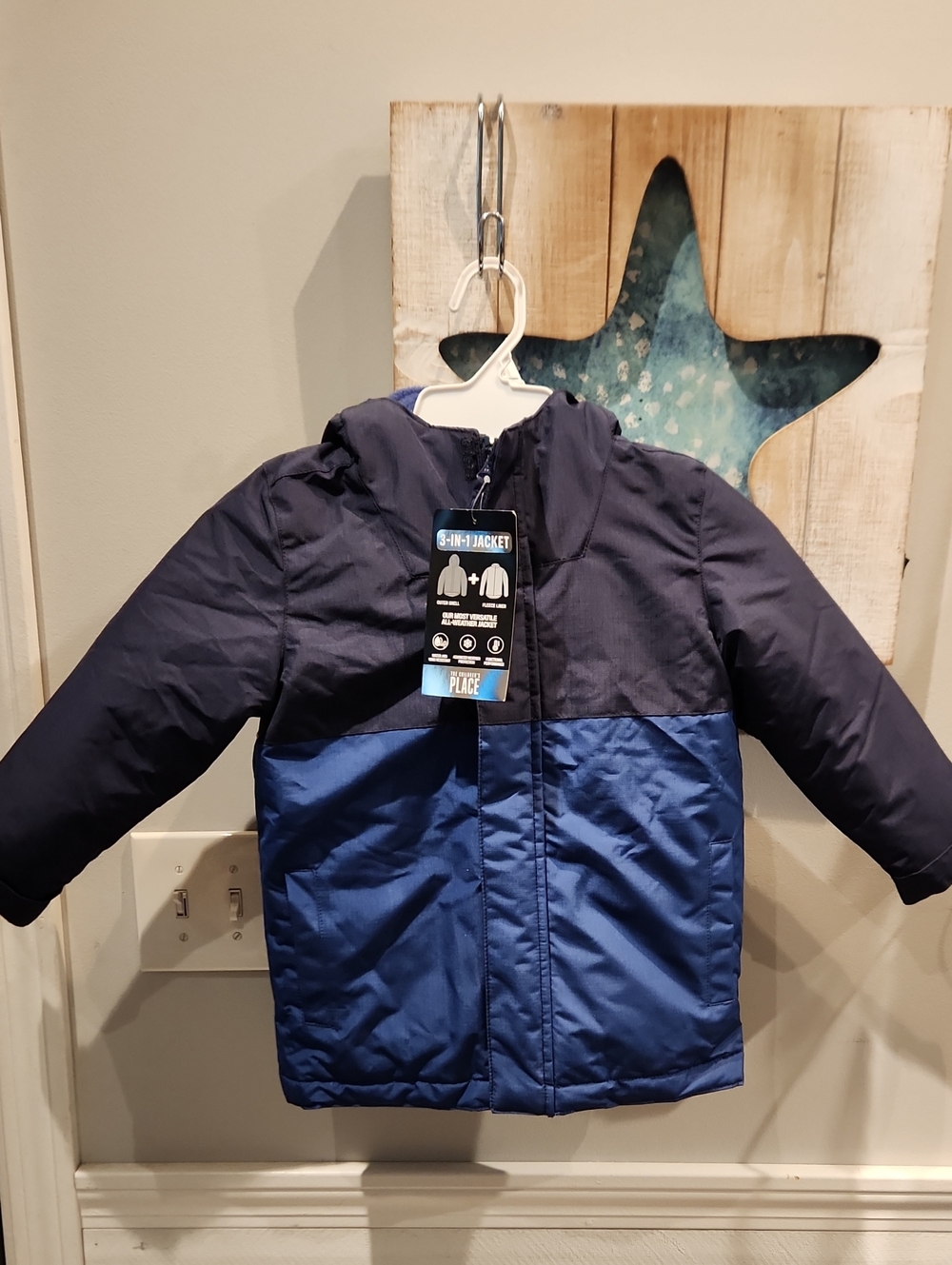 NWT The Children's Place Navy & Royal Blue Colorblock Puffer Jacket SZ 5T